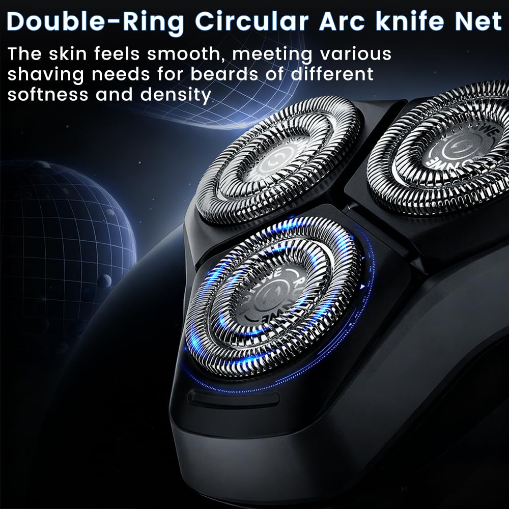 Electric Razor for Men, Electric Shaver for Men Face, 4D Blades with Pop Up Trimmer Waterproof Wet Dry Rechargeable Travel Shaver