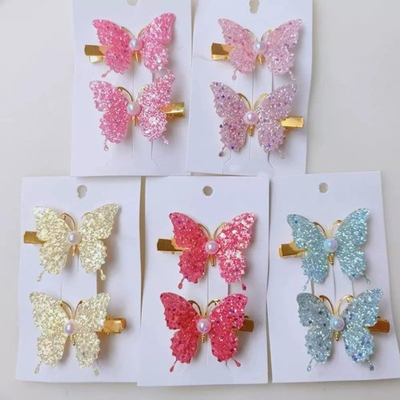 10-Pc Glitter Butterfly Hair Clips – Sparkly Hair Accessories for Women Girls, Trendy Fashion Hairpins for Spring Party, Everyday Looks Gift (A)