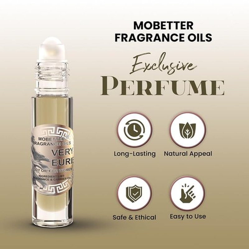 MOBETTER Fragrance Oils - Very Eurie Body Oil for Women | Travel Size 0.33 Oz Roll-On Glass Bottle