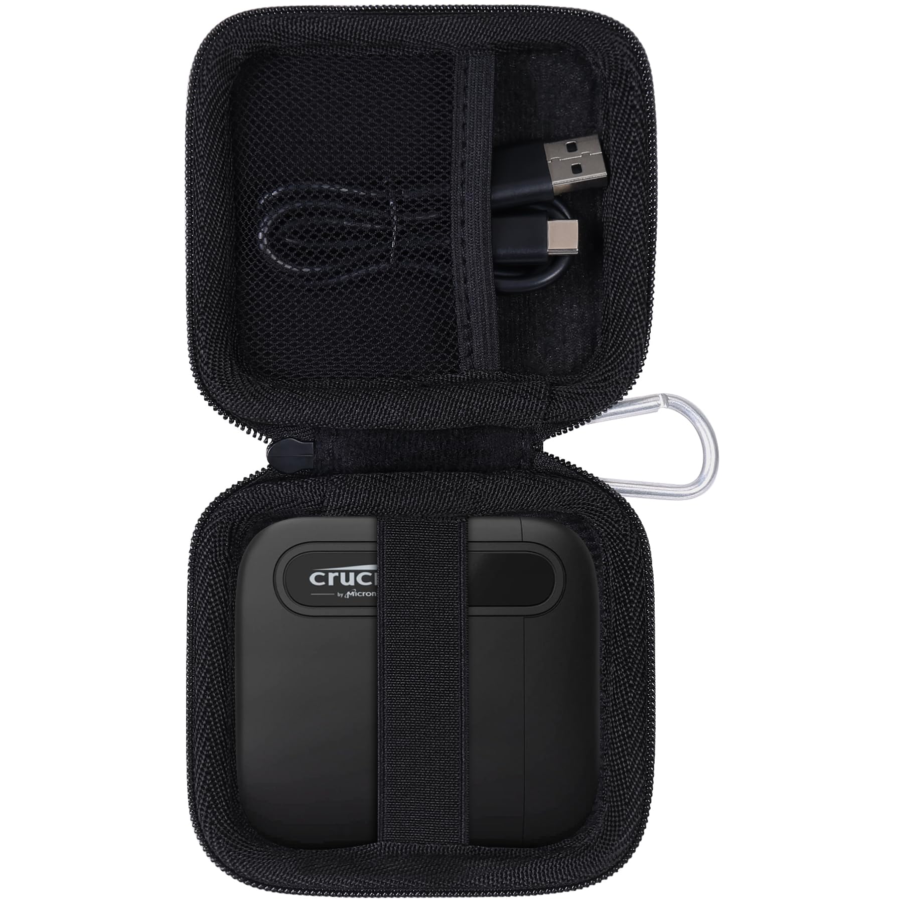 Aenllosi Hard Carrying Case Compatible with Crucial X6 1TB/2TB/4TB/500GB Portable SSD,External External Solid State Drive & USB Cable Organizer(Case Only)