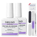 SAVILAND Poly Gel Nail Remover Kit: 2PCS Fast Gel Remover for Nails, Easy & Gentle No Need Soaking or Wrapping, Gel Remover Kit with Cuticle Oil Pen and Scraper for Professional Nail Remover Kit Tools