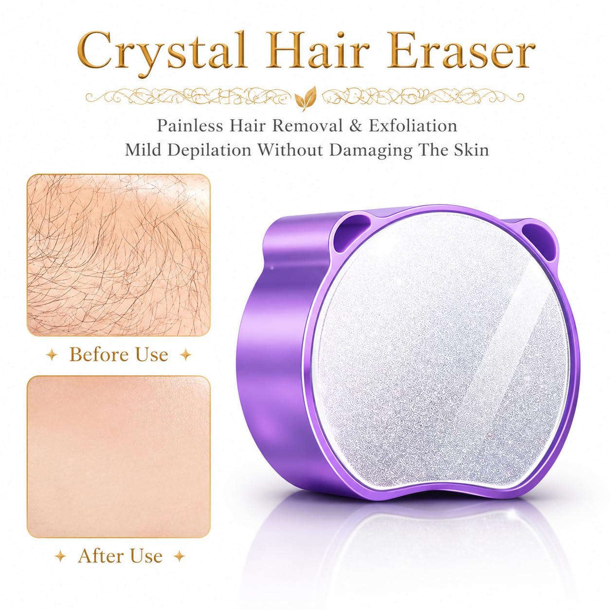 Magic Crystal Hair Eraser, Suitable for Men and Women Painless Exfoliating Crystal Hair Removal Tool, Magic Crystal Hair Remover for Legs and Back of Arms (Blue)