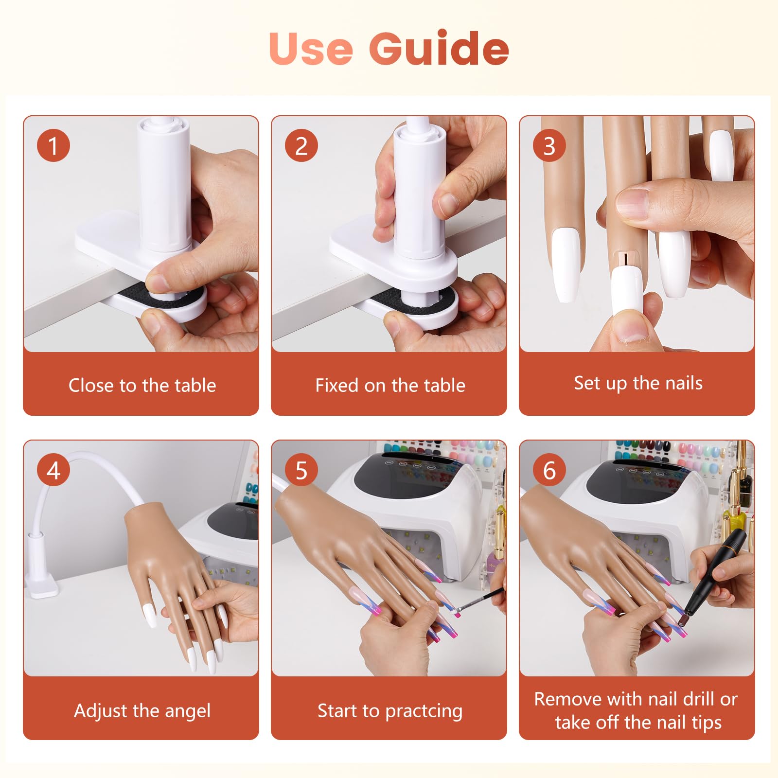 Wilfniee Practice Hand for Acrylic Nails: Nail Tips Won't Fall off From Fake Nail Practice Hand - Flexible Nail Mannequin Hand Practice for Beginners