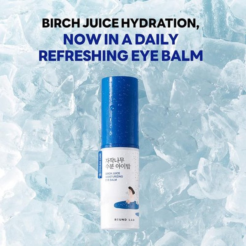 ROUND LAB Birch Juice Icy Cooling Eye Stick – Depuffing Glow Booster Balm for Puffy Eyes, Dark Circles, Fine Lines | On-the-Go Moisturizer | Korean Skincare | 0.35 oz