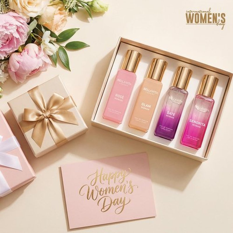 Bellavita Luxury Women's Perfume Gift Set - Rose, Senorita, Date & Glam | 80ml | Long-Lasting Floral Fragrance