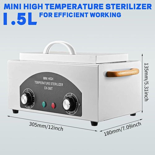 High Temperature Sterilizer Autoclave Machine, 110V 300W 1.5L Metal Tool Cleaner Machine, esterilizador de manicura, Nail Tool Sterilizer with Timer for Sundry Beauty Hair Nail Metal Tools
