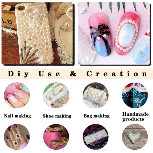 Aodse 6000 Pcs Nail Pearls for Nails Art, Silver Half Pearl for Crafts, Face Eyes Makeup, Charms DIY Crafting Charms Decorations Accessories
