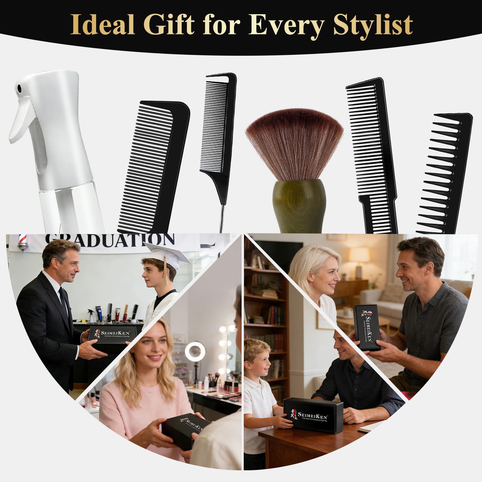 SEIMEIKEN 16 PCS Professional Barber Comb & Brush Set