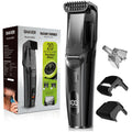 FERRISA Vacuum Beard Trimmer for Men, Rechargeable Mustache Trimmer for Men with Adjustable Length Comb, Cordless Electric Mens Beard Trimmer with Built-in Vacuum for Mustache, Sideburns (Black)