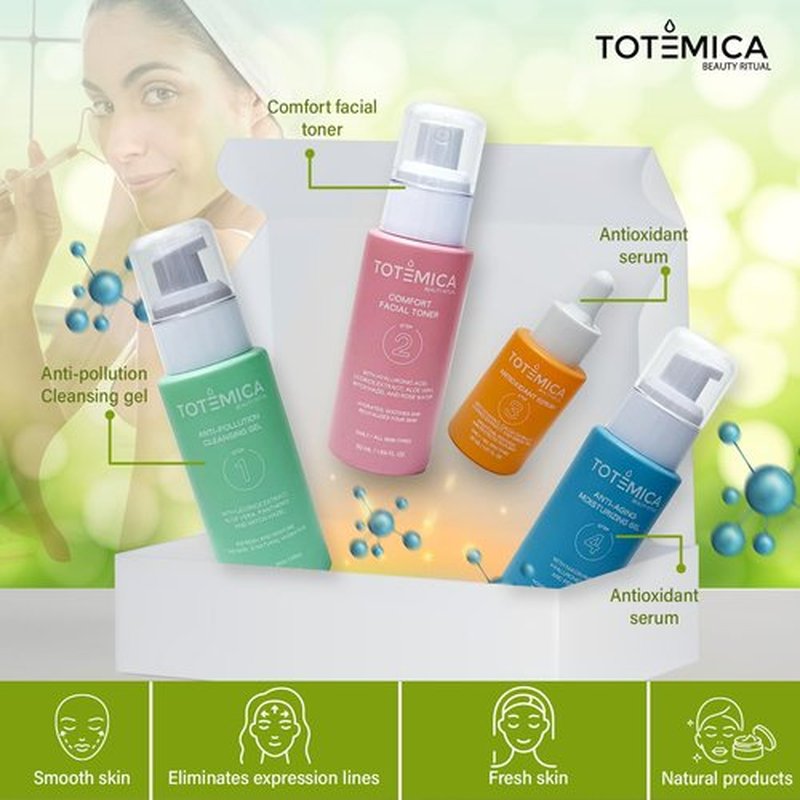TOTEMICA Skin Care Set | 4-Step Ritual Kit - Cleanser, Toner, Serum & Moisturizer for Dry Skin - Vegan & Cruelty-Free