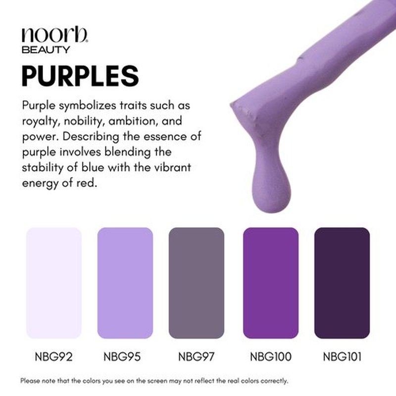 noorb beauty Dark Purple gel nail polish. 90% color coverage from the first layer. Hypoallergenic and Odorless UV lamp gel polish made with natural pigments.