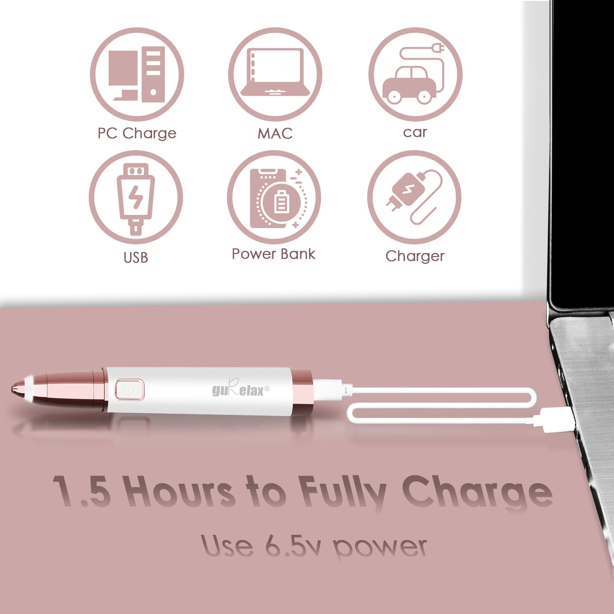 gurelax Eyebrow Trimmer for Women,Electric Eyebrow Hair Remover, Painless Brow Razor Shaper with LED Light, USB Rechargeable, Eye Brow and Face Epilator for Ladies(White)