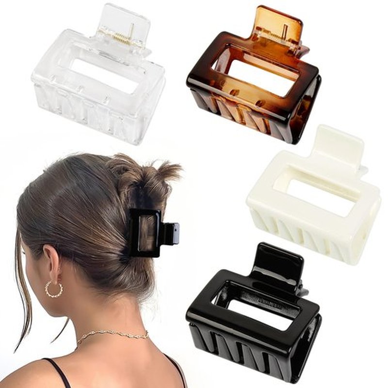 TEBIEKOY 4Pcs Hair Claw Clips 2" Small Hair Clips for Women Square Claw Clip for Thick Medium Thin Hair Strong Hold Cute Hair Clip Nonslip Jaw Clips Hair Accessories