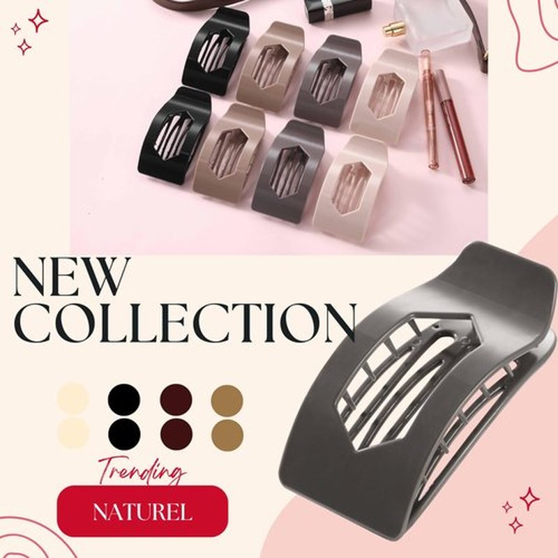 8 Pack Neutral Flat Hair Clips for Women – Large Glossy No-Slip Rectangle Claw Clips Thick & Thin Hair in Black, Blonde and Brown, Strong Hold Square Hair Accessories for Work or Daily Wear