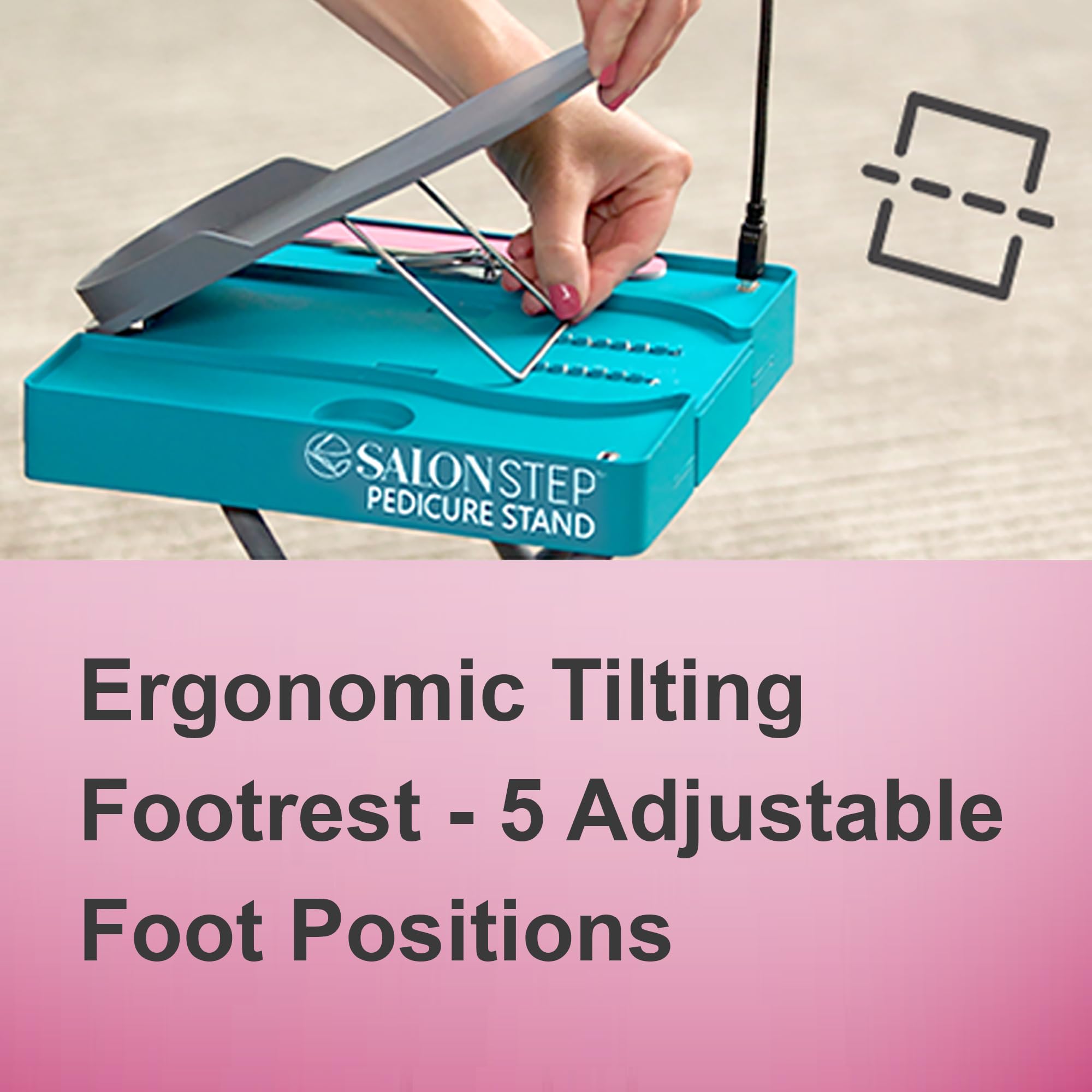 Salon Step The Beauty Footrest for Easy at-Home Pedicures, Treat Your Feet, No More Bending or Stretching with LED Magnifier, Drying Fan, Adjustable Foot Rest, Non-Slip Sturdy Legs & Built-in Storage