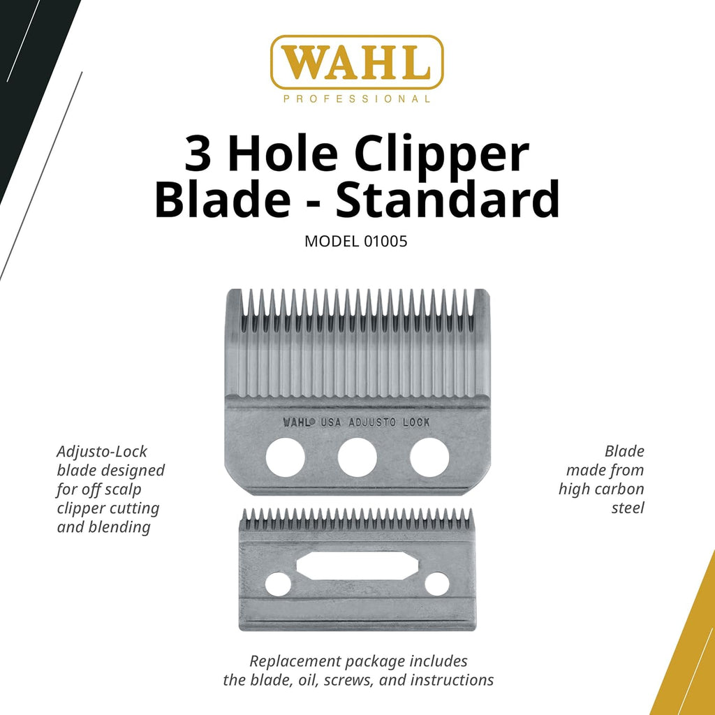 Wahl Professional Clipper Blade - 3-Hole Adjusto-Lock Replacement for Designer & Senior Clippers | 1mm-3mm