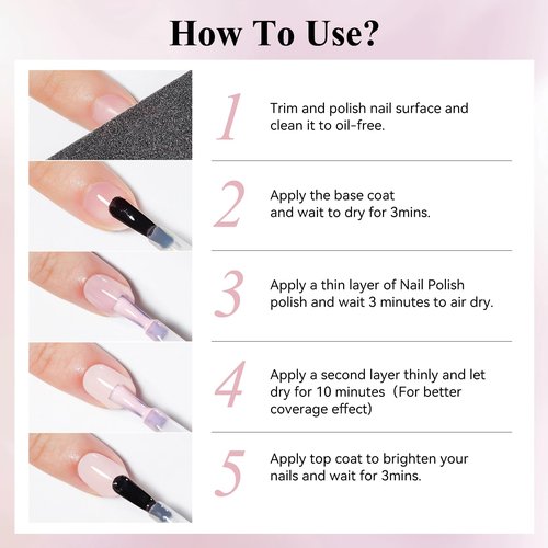 Bevimee Quick Dry Nail Polish Set: 24 Colors Regular Fingernail Polish Non Gel Bulk Black Nude Pink Red Green Blue Purple Long Lasting French Nail Art DIY Home Gift Set for Women