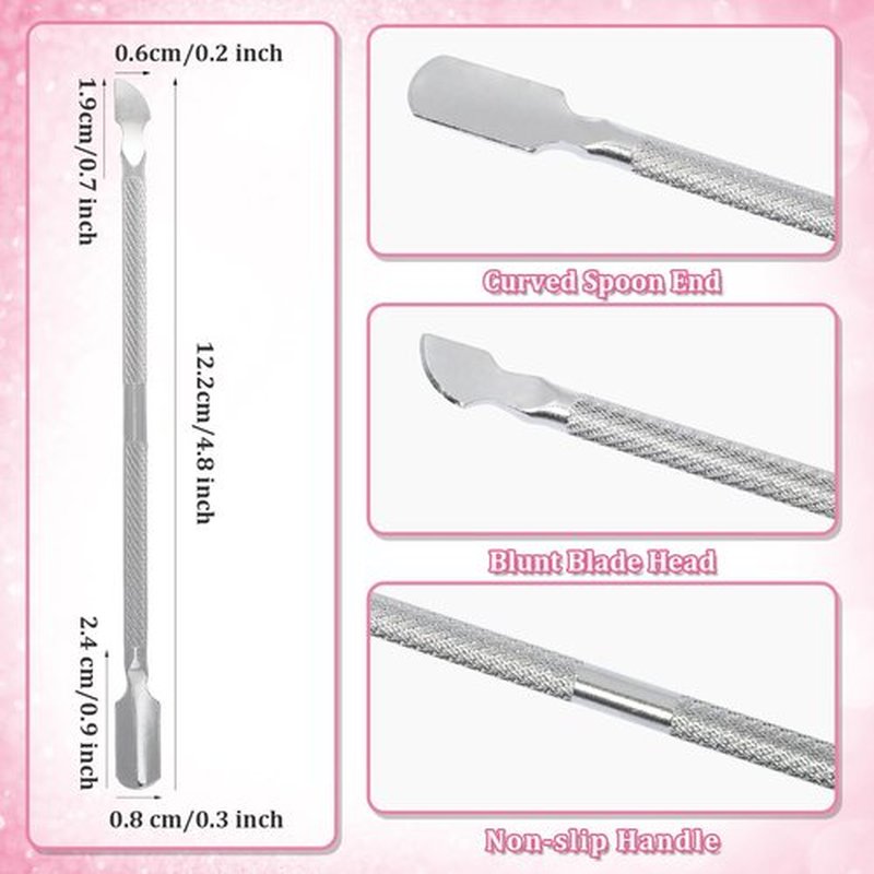 Glavatrix 15 Pieces Stainless Steel Cuticle Pusher and Cutter, Double Ended Cuticle Cleaner Remover Metal Manicure Pedicure Nail Tools for Fingernails, Toenails