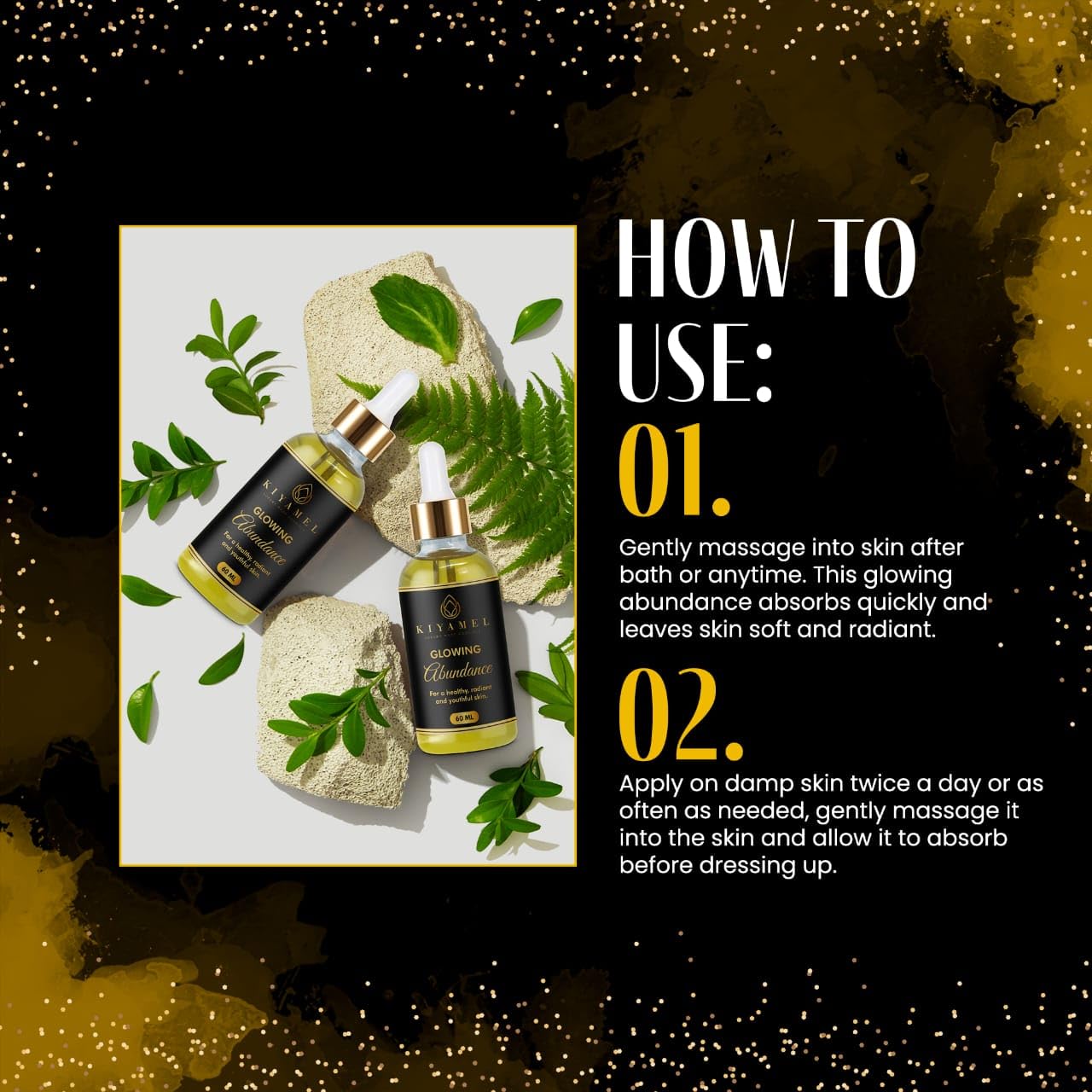 KIYAMEL Glowing Abundance Oil for Eczema Relief Face and Skin Moisturizer for Dull Skin Treatment for Dryness and Itchiness Hydrates and Protects Rich in Vitamin E