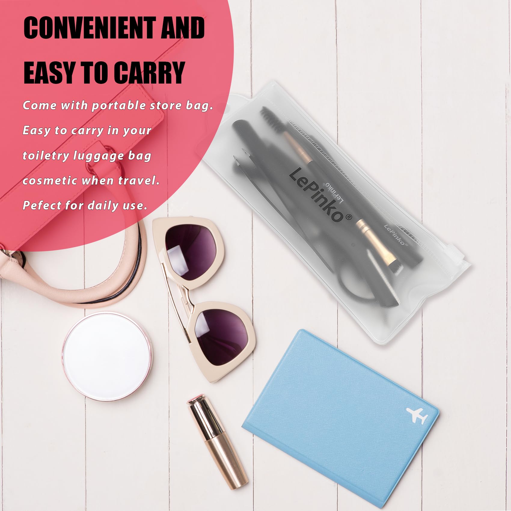 Eyebrow Trimmer Kit, 7 in 1 Eyebrow Scissors, Tweezer, Razor, Brush - White