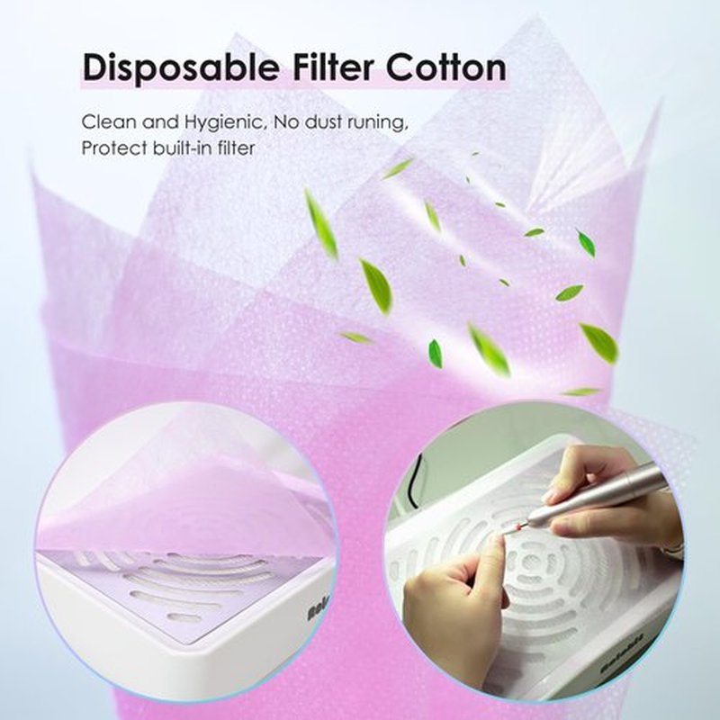 Rolokit Nail Dust Collector with Lamp&50pcs Disposable Filter&Dusting Brush, Electric Nail Vacuum Cleaner Dust Fan Suction Machine for Manicure Acrylic Gel Nails Polishing, Low Noise,Salon Home
