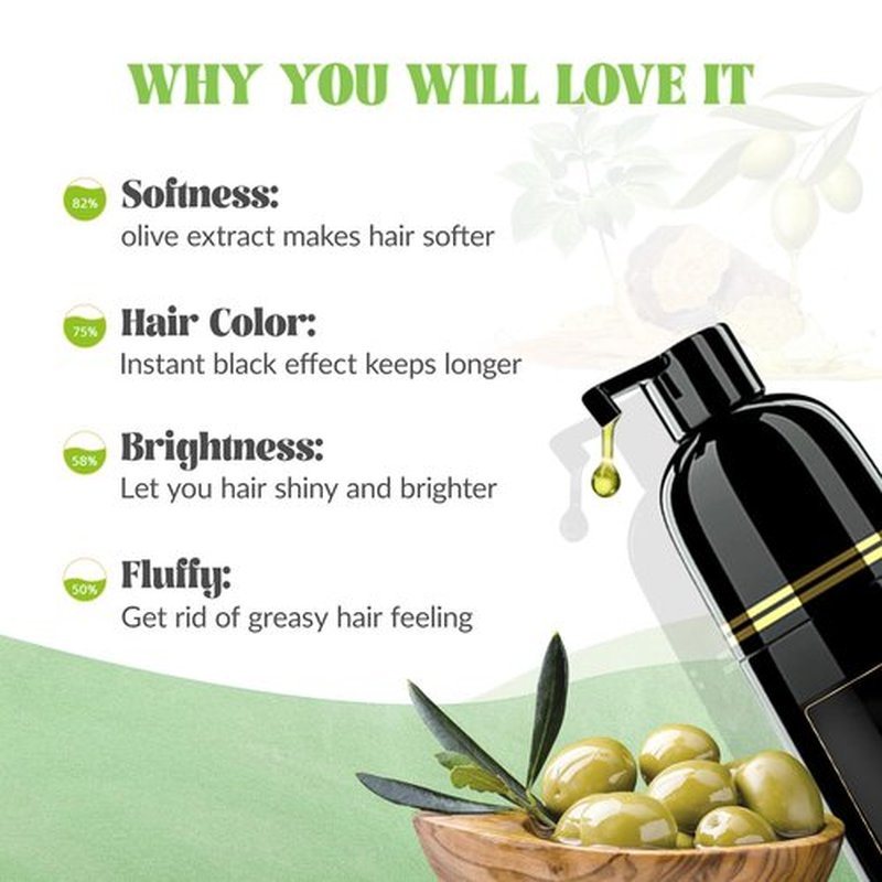 BELEZALIB Black Hair Dye Shampoo for Gray Hair, Semi-Permanent Hair Color Shampoo for Women and Men, Simple to Use and Lasts 30 Days-Fast Acting, Herbal Ingredients and Ammonia Free (14 Fl oz)