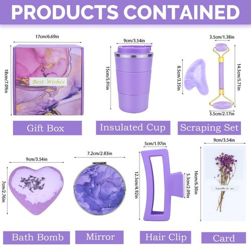 Arawat Purple Birthday Gifts for Women Sister Best Friend Mom 30th 40th 50th 60th Birthday Gifts for Her Care Package for Women Relaxing Spa Gift Basket Woman