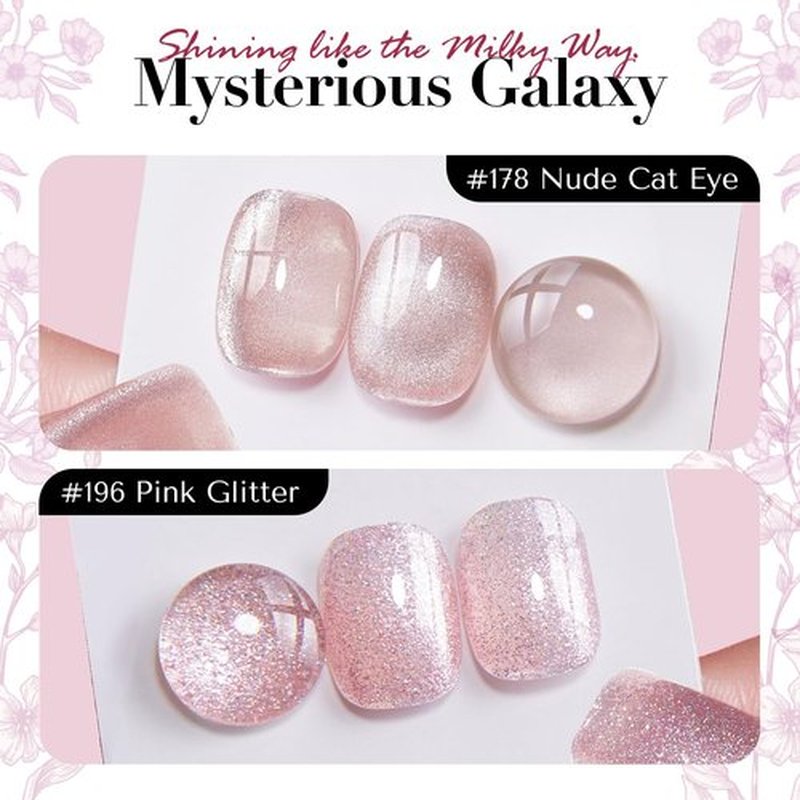 AZUREBEAUTY Cat Eye Nail Polish no Gel Fast Drying Pink Shimmer 2 Colors 10ml Natural Nail Lacquer High Shine DIY Salon Home Women Gifts