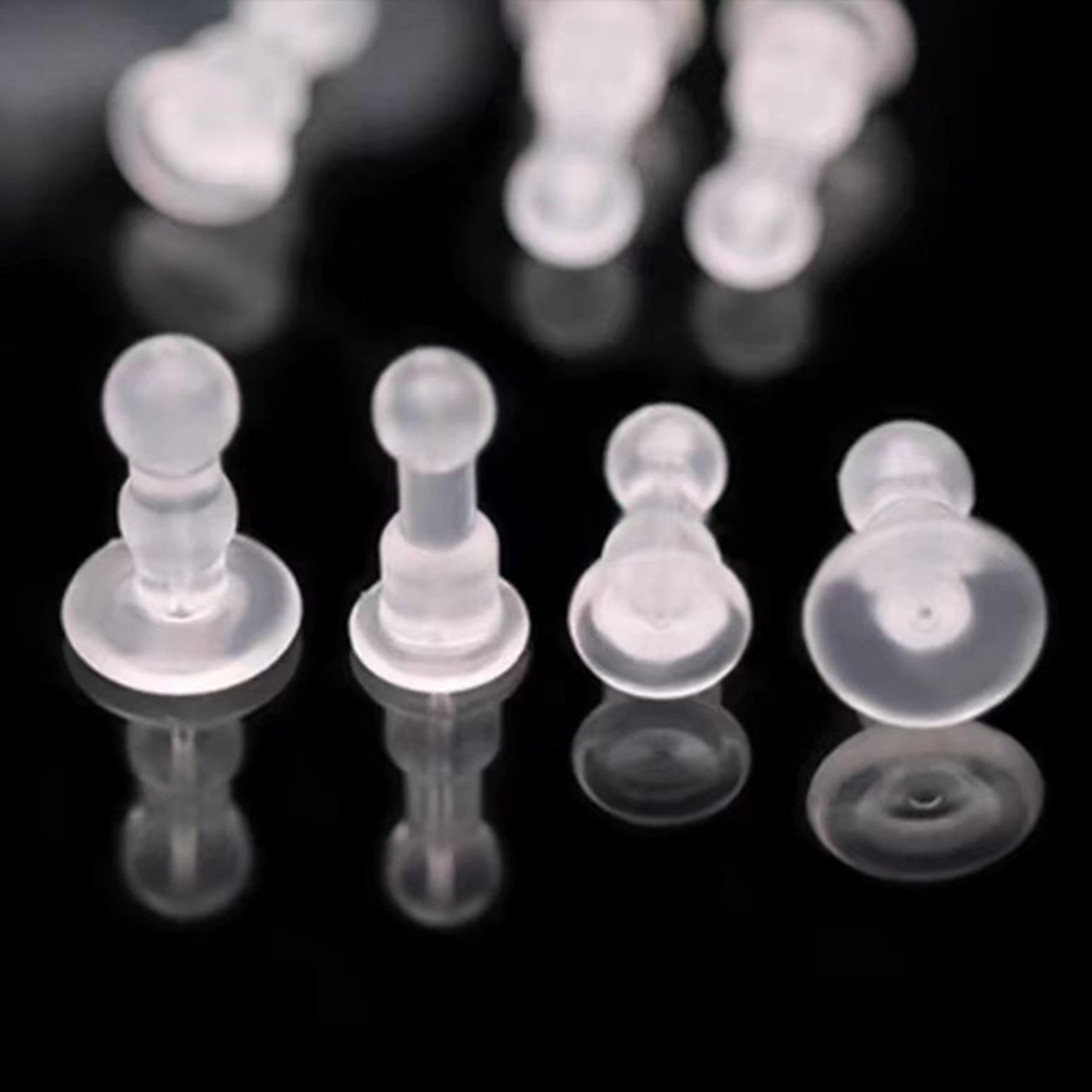 Impenetrable Soft Big-Long Earring Backs for Pierced Ears, 50pcs, TPE Medical Grade Material, Comfort Fit for All Earrings (Double Balls)
