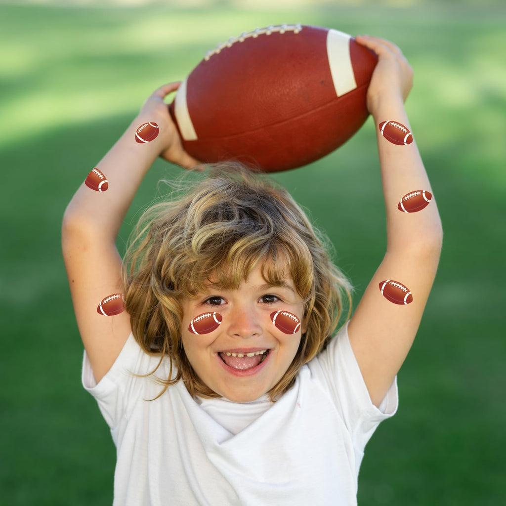 YanZonic 192Pcs Football Pre-Cut Tattoos Stickers, Football Face Tattoos for Game Day Birthday Celebrations School Events, 16 Sheets