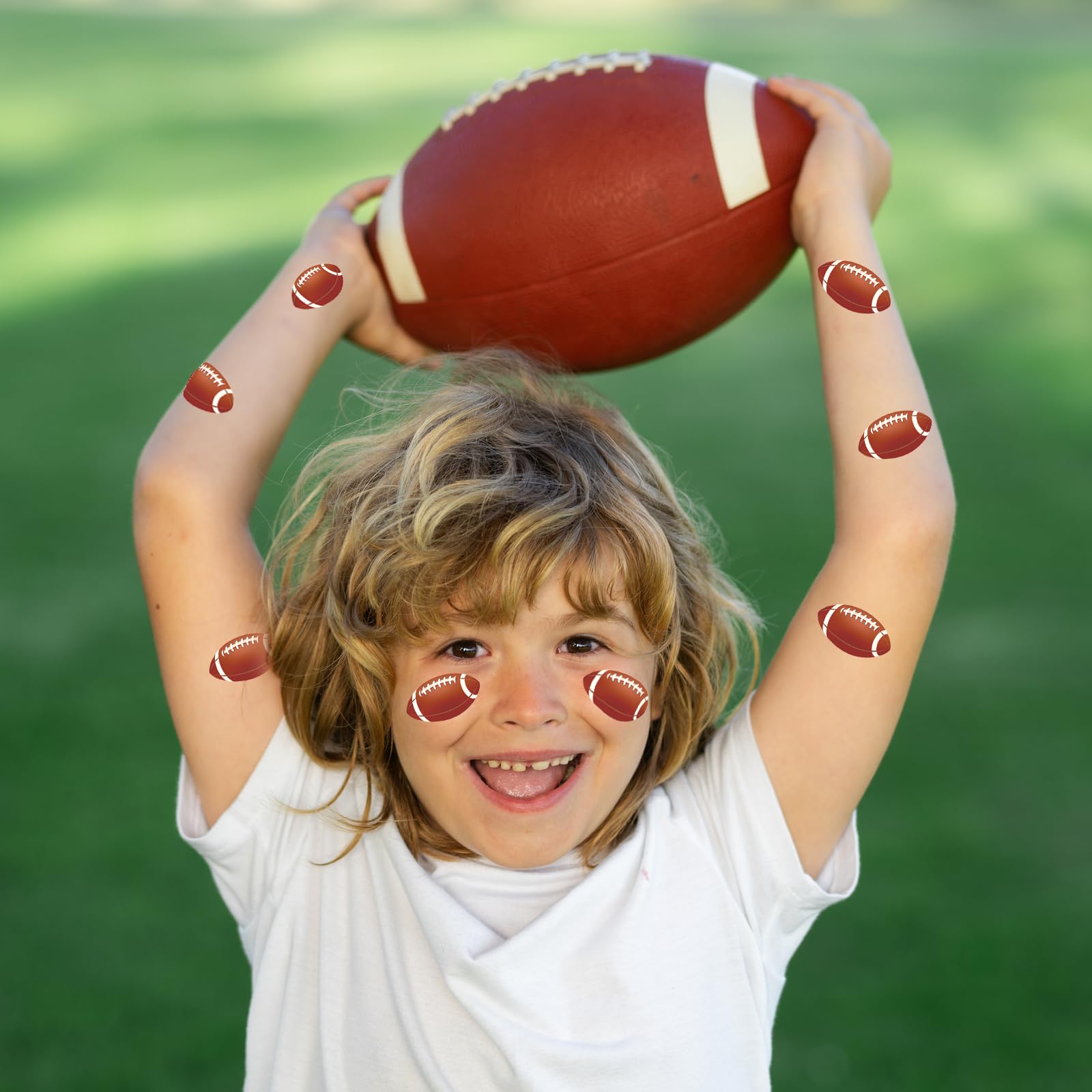 YanZonic 192Pcs Football Pre-Cut Tattoos Stickers, Football Face Tattoos for Game Day Birthday Celebrations School Events, 16 Sheets
