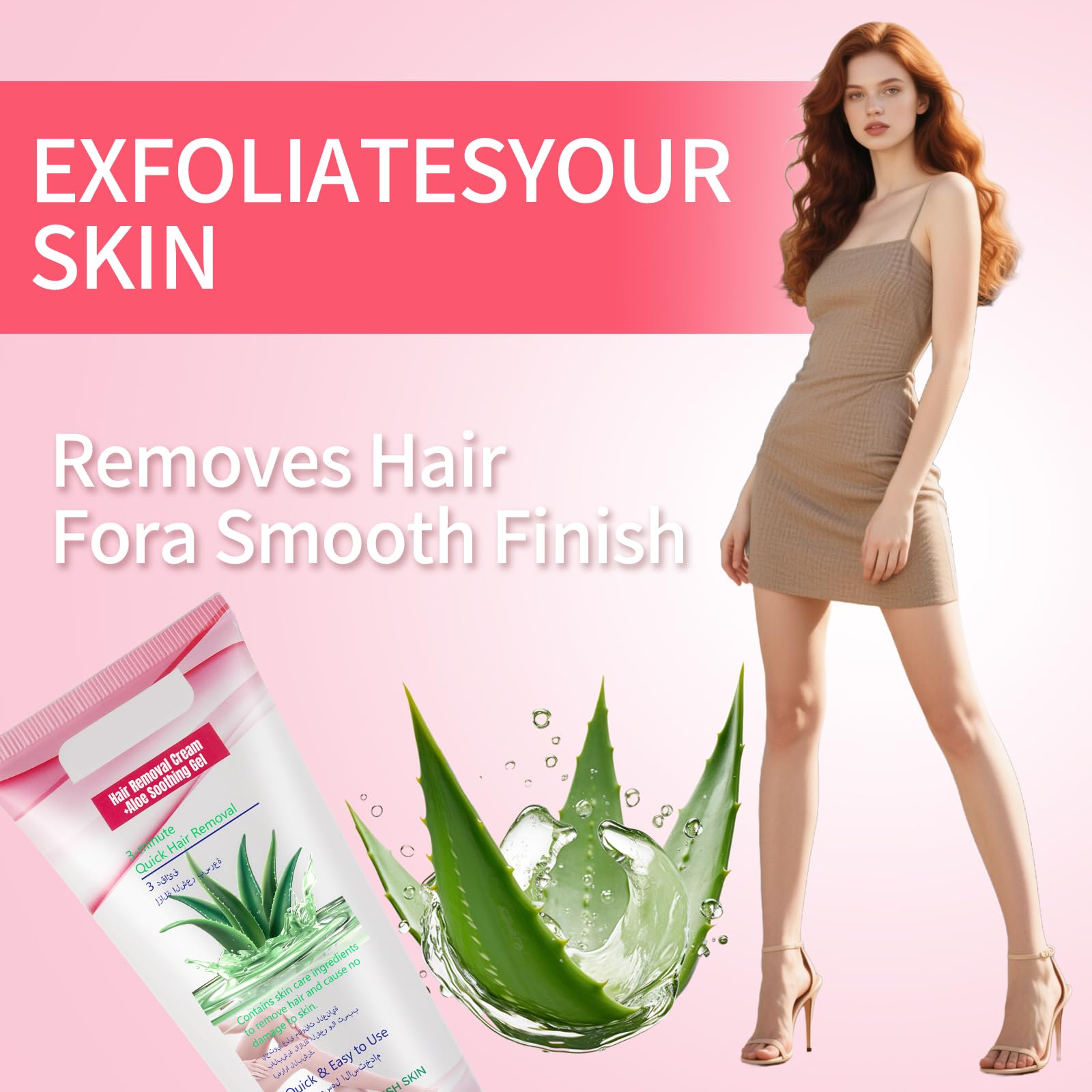 Hair Removal Cream for Women, Aloe Vera Effective Painless Flawless Sensitive Depilatory Cream for Bikini, Private Areas, Pubic, Body, Legs, and Underarms, Gentle Formula for All Skin Type