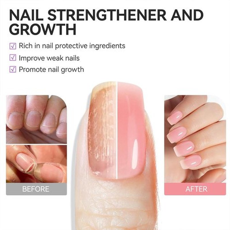 Nail Strengthener for Women, Pink Nail Hardener Extra Strong and Growth, Long-Lasting Quick Dry, Nail Strengthening Polish for Weak Brittle Splitting Damaged Nails, Enhanced Shine 12ML