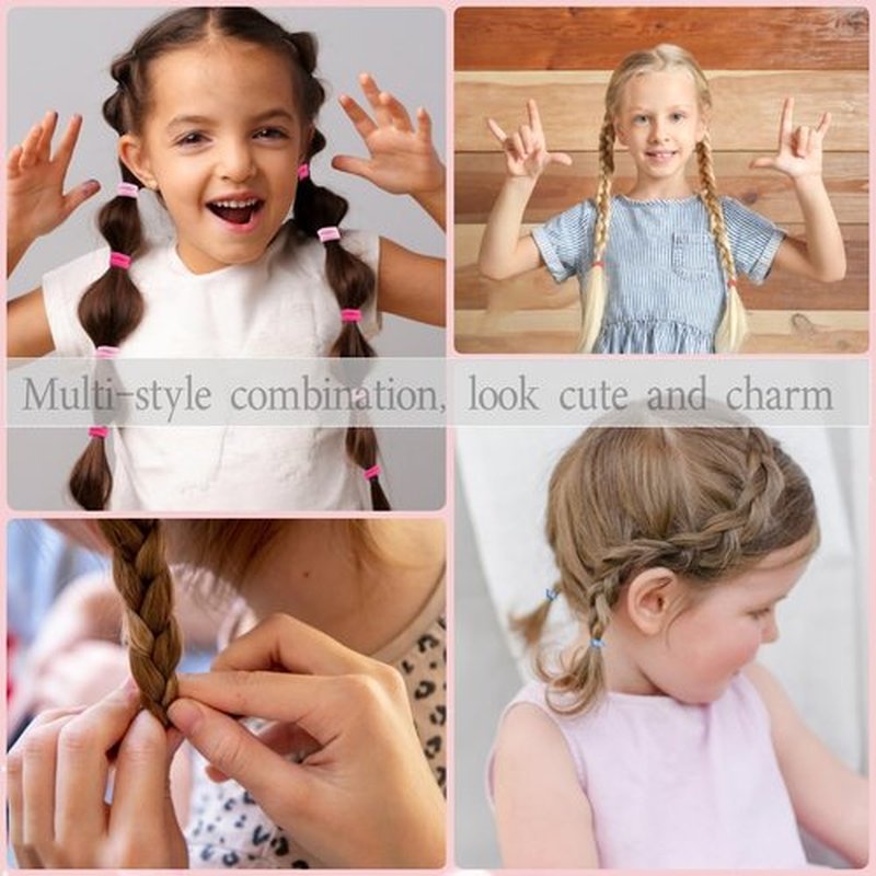 889 pcs Elastic Hair Ties for Girls Hair Accessories Ponytail Holders Colorful Rubber Bands Set with 14 pcs Cute Hair Clip