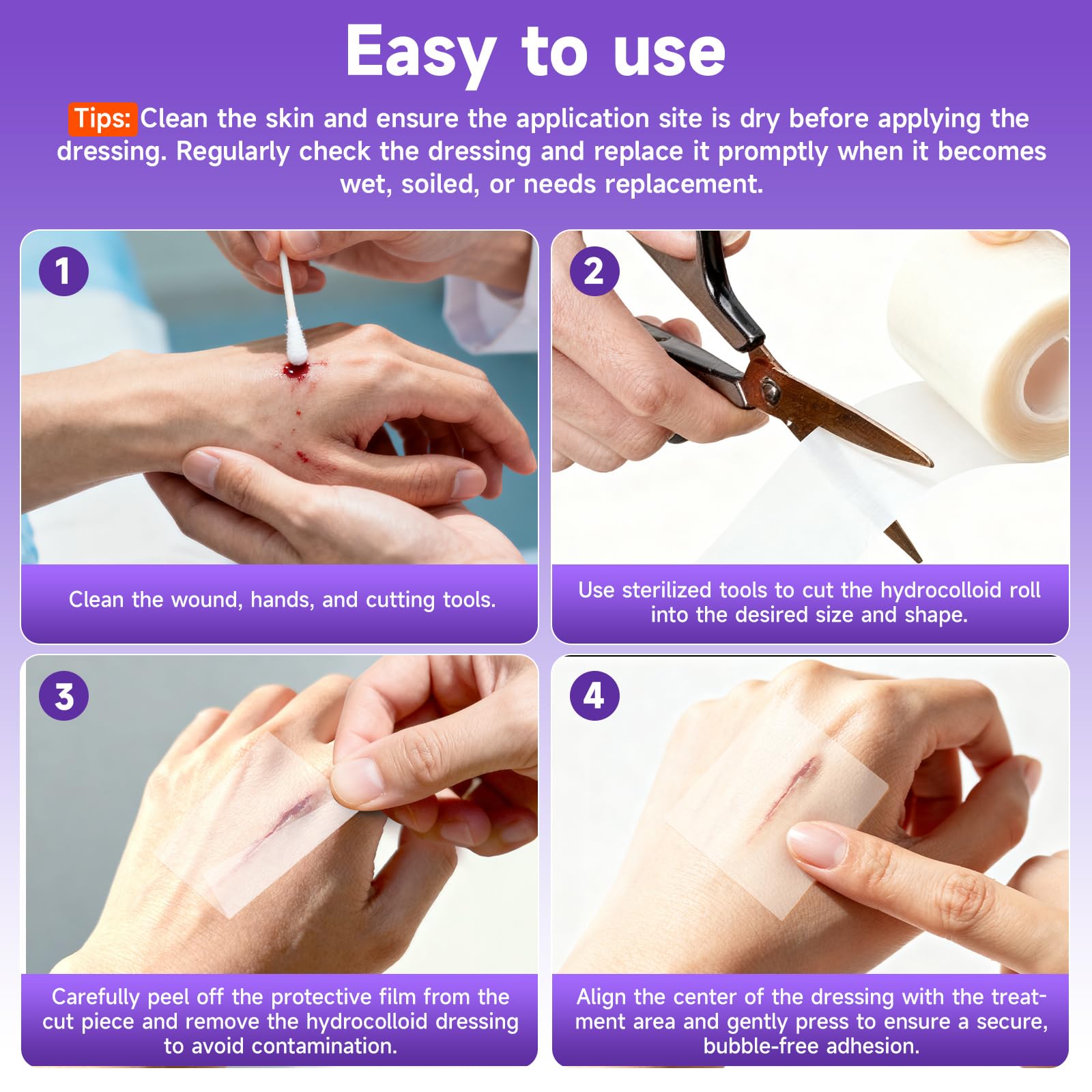 Hydrocolloid Roll for Wound Care, Hydrocolloid Bandages with Self-Adhesive, Flexible & Waterproof DIY Size & Shape (3.6)