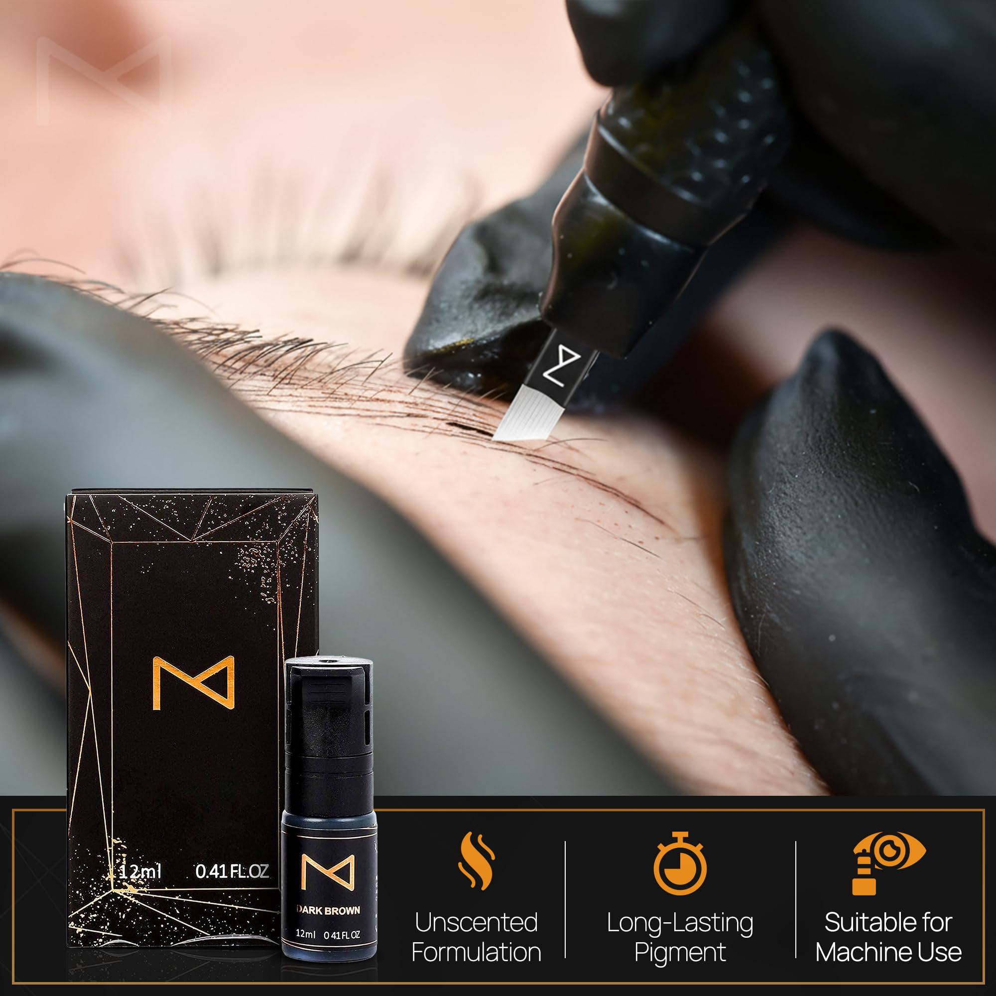 M Cosmetic LIQUID Pigment For Eyebrow Powder Brows, Nano Brow, Shading Permanent Makeup, Microblading - Machine Use - No Mixing - For Professionals Only -12ml (Light Brown)
