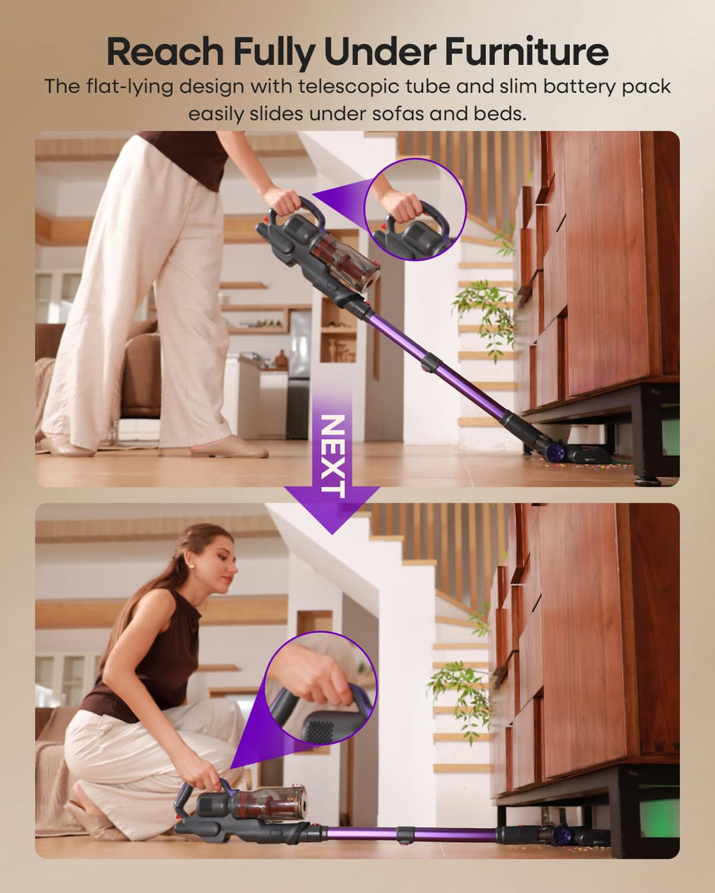 AlloyMove Cordless Vacuum Cleaner 45KPA/60MINS Stick Vacuum Cleaner for Home Use. Can be Used Upright. Rechargeable. Can be wall-Mounted. Suitable for Floors and Carpets.