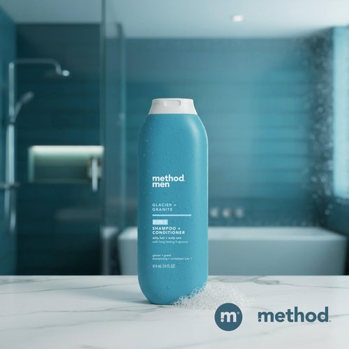 Method Men 2 in 1 Shampoo and Conditioner, Glacier + Granite, 14 oz
