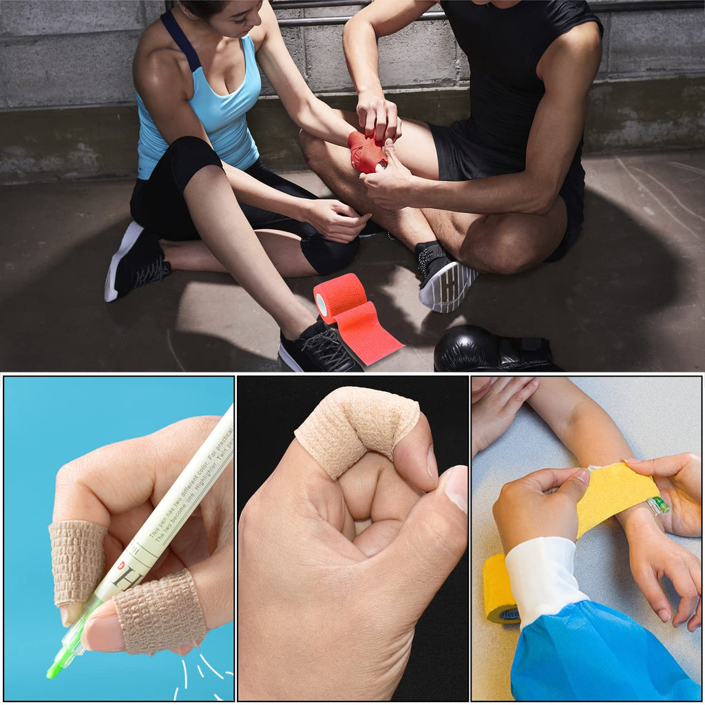 1" Self Adhesive Bandage Wraps, 6pcs Vet Wraps, Skin Color, 5 Yard Self Adherent Wraps for Sports, Wrist, Ankle and Swelling