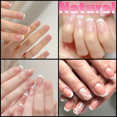 Lifextol 600PCS Short Gel Nail Tips Square Press on Nails White Acrylic Nail Tips Square Fake Nails, 12 Sizes Half Cover Soft Gel Nails Tips Kit for False Nails Extension Artificial Fingernails -D