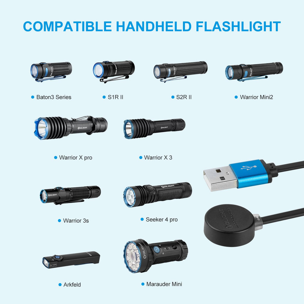 OLIGHT MCC 3 Charger in Black Upgraded Smart Magnetic Charging Cable Only Suitable for Odin/OdinMini/OdinS/PL-Mini3/PL-Pro/Baton3 Series/Warrior Mini2/Perun2/Seeker3pro/Warrior 3s/Baldr Pro R/Arkfeld