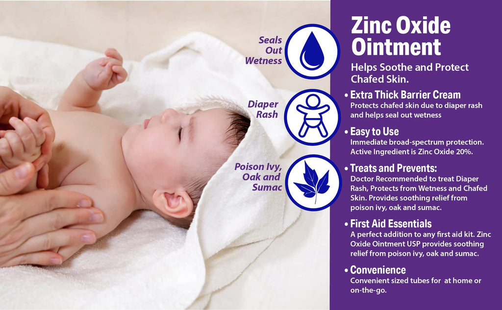 GLOBE Zinc Oxide Ointment 20%, 2 Ounce Tube, Advanced Skin Protection, for Diaper Rash, Relief from Poison Ivy, Sumac & Oak, Protects from Wetness, Protects Chafed Skin