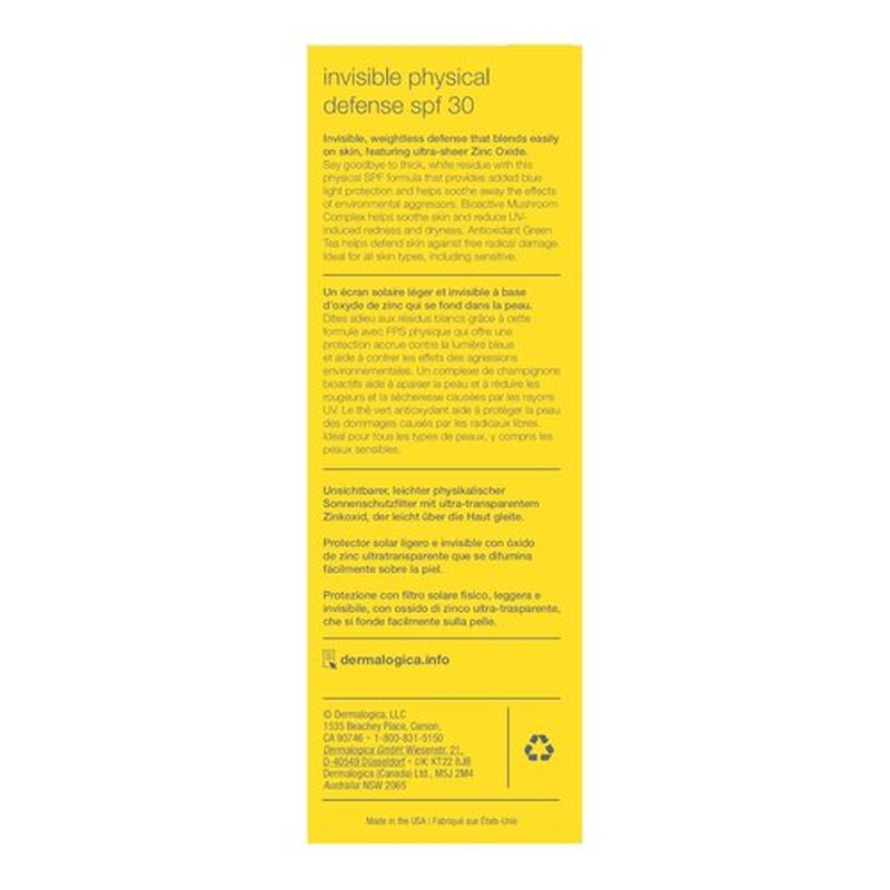 Dermalogica Invisible Physical Defense SPF 30 Face Sunscreen - Non-Greasy Moisturizer (1.7 Fl Oz) for UVA/UVB/Blue Light Protection
