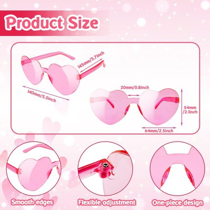 Haawooky 24 Pcs Valentine's Heart Headband Heart Sunglasses,Pink Glitter Cupid Headband,Sequin Love Heart Boppers for Valentine,Wedding,Party Cosplay Costume Accessories