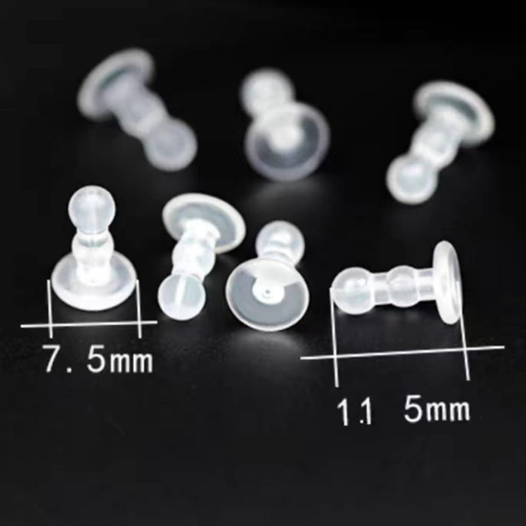 Impenetrable Soft Big-Long Earring Backs for Pierced Ears, 50pcs, TPE Medical Grade Material, Comfort Fit for All Earrings (Double Balls)