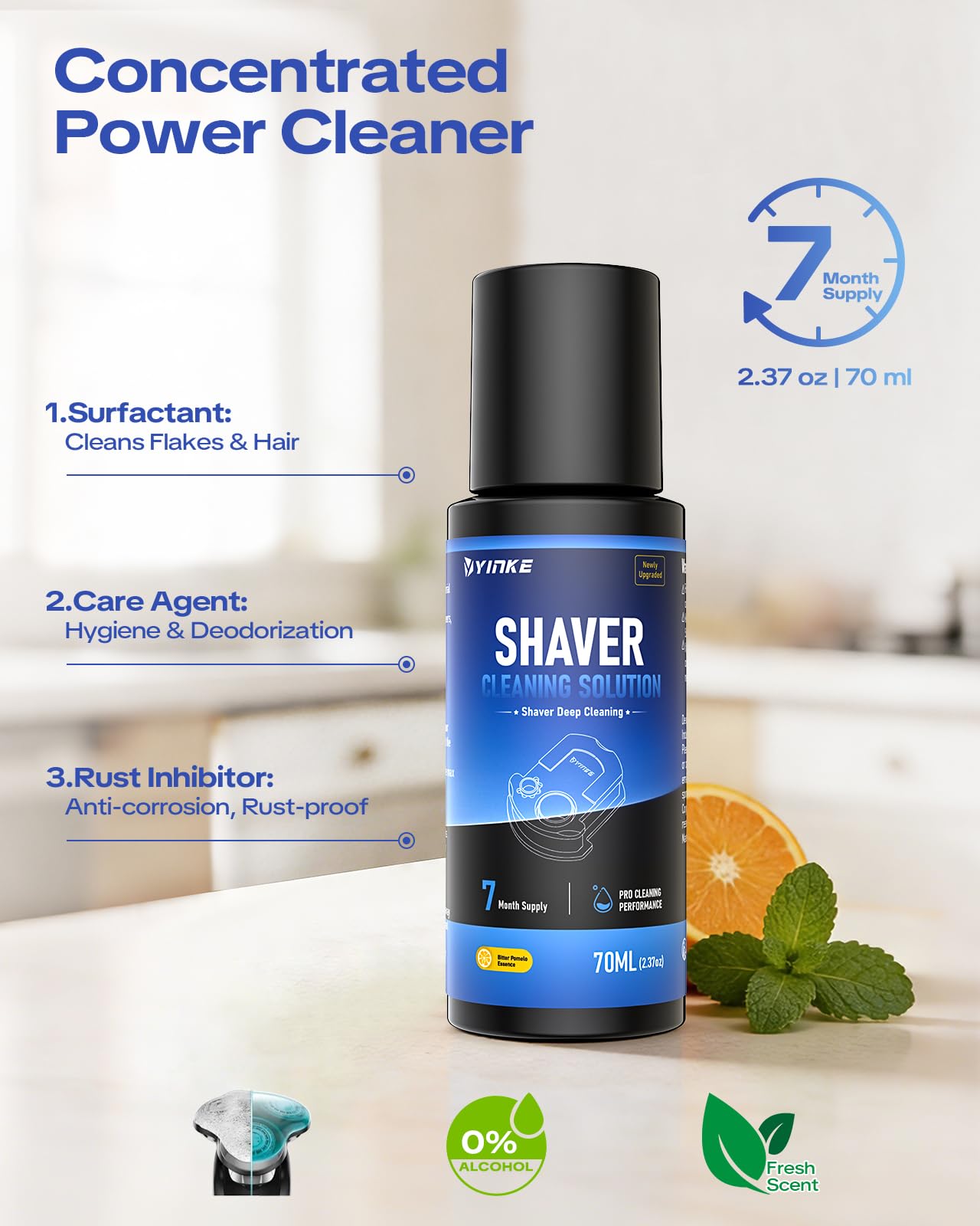 Cleaner Fluid Refill 14 Month Supply for Braun Clean & Renew CCR, Shaver Cleaning & Care Refill Kit with Upgraded Formula for Gentle Deep Cleansing（cartridge NOT included）2 Pack