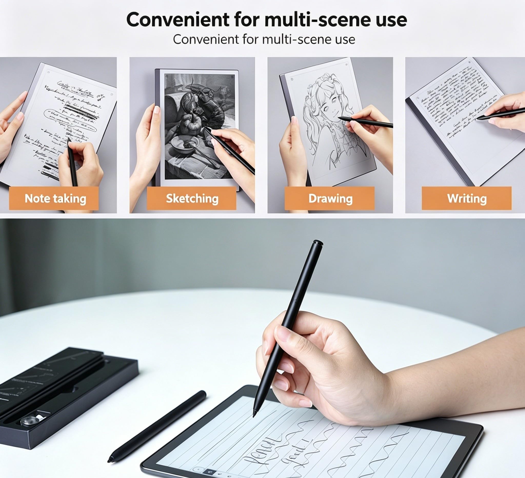 Magnetic Stylus Pen for Remarkable 2 Pen with Eraser (4,096 Pressure Levels) for Kindle-Scribe/BOOX Pro, Max Lumi2, Note Air2, Note5, Nova Air Tablet, EMR Devices with Tips/Nibs (WithEraser*Black)