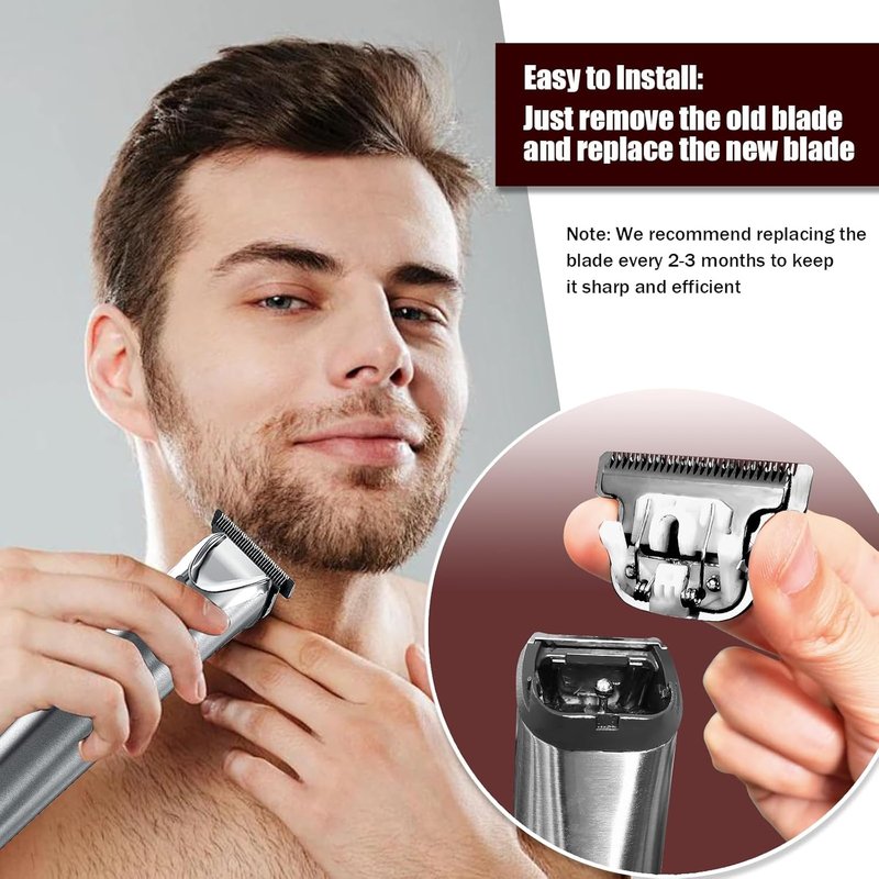 Wahl 40mm Replacement Detachable Stainless Steel T Blade - Compatible with All In One Trimmers | Black 2 Pack