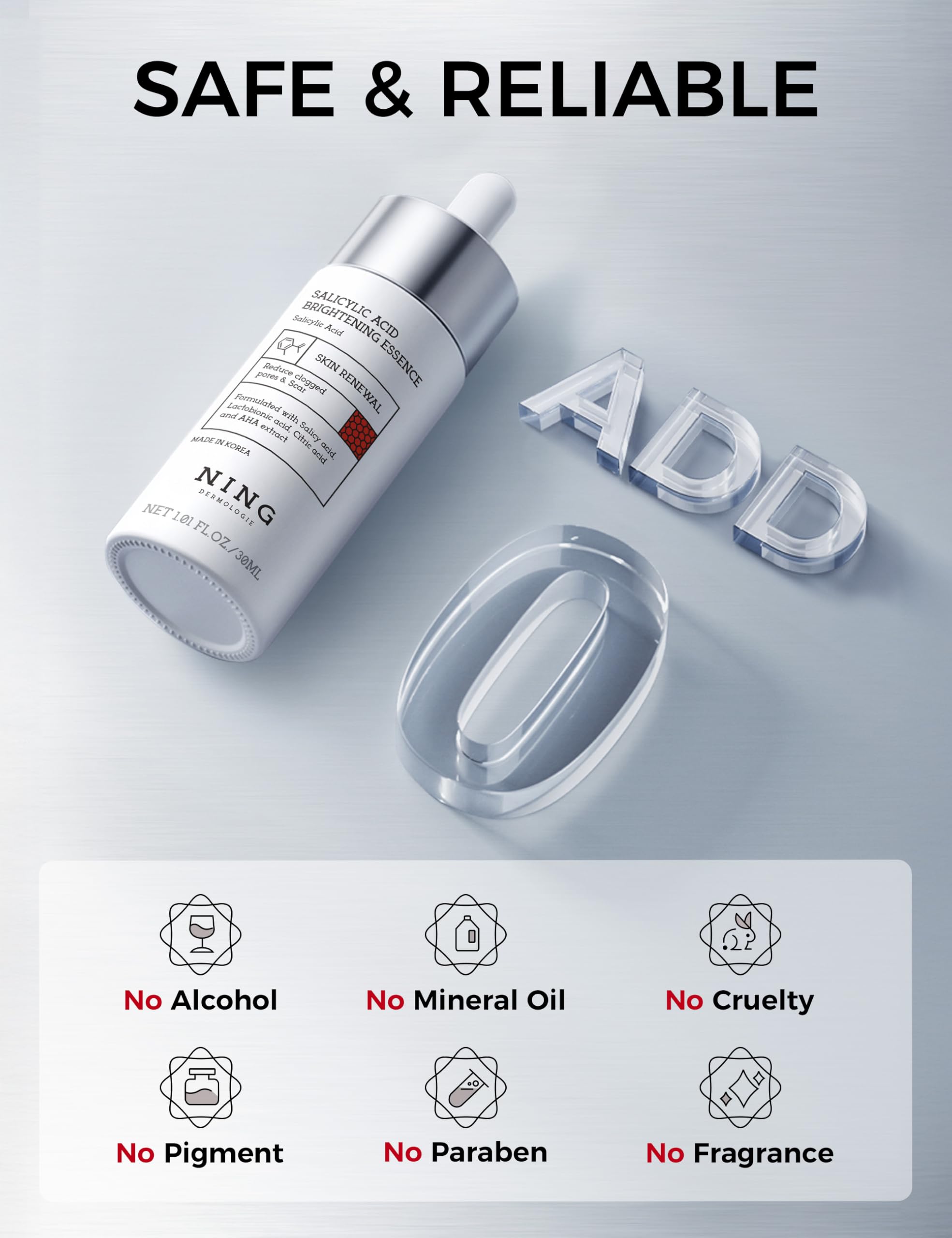 NING DERMOLOGIE Salicylic Acid 2% Serum: Pore Minimizer & Acne Treatment for Face with AHA PHA Tranexamic Acid Niacinamide & Tembusu Extract | Exfoliant for Acne & Blemish Skin | Oil Control | 1 FL OZ