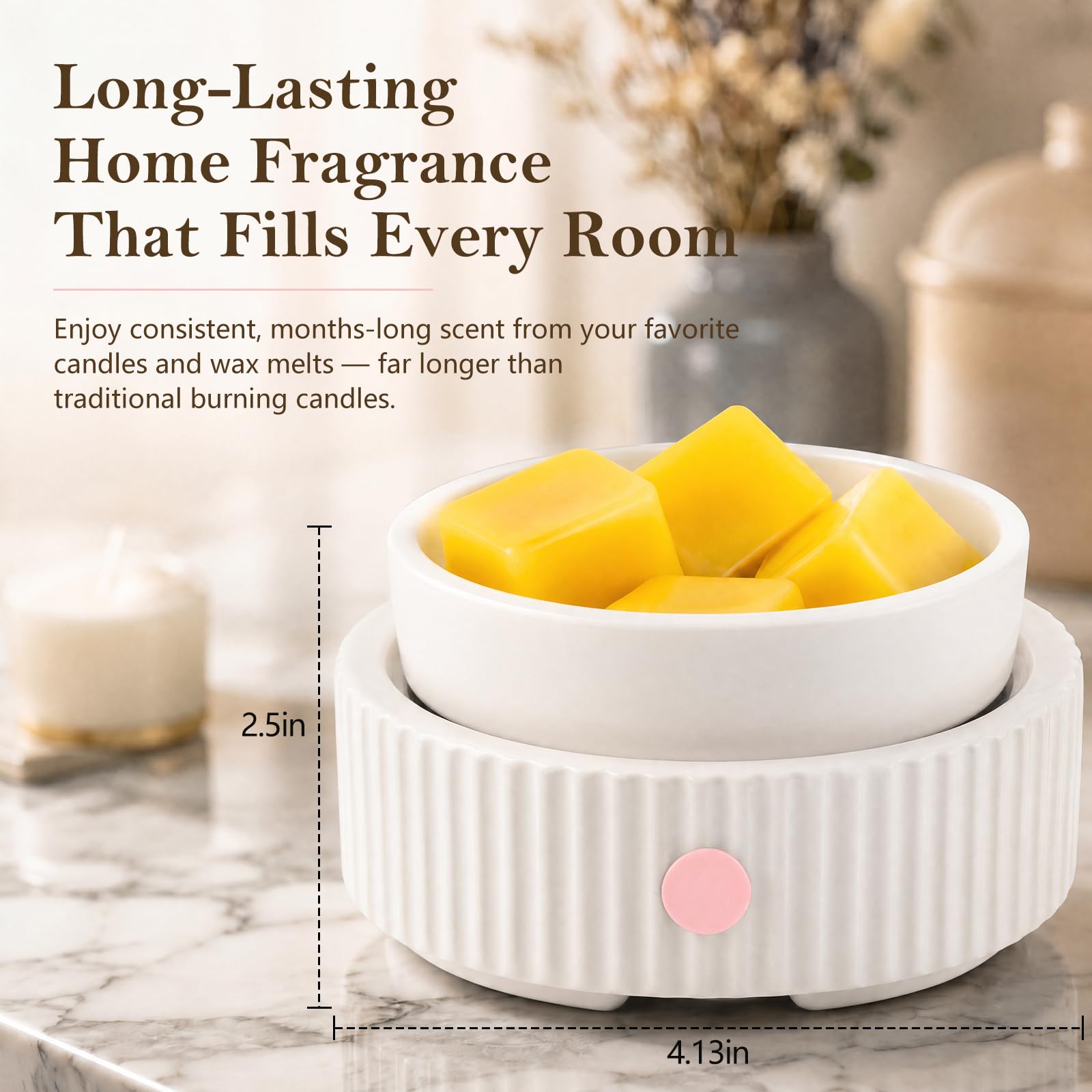 Wax Melt Warmer with 4 Timer & PTC Heating- Ceramic Fragrance 3-in-1 Oil Burner Electric Candle Wax Melter for Home Office Bedroom Fragrance, Home Décor Choice
